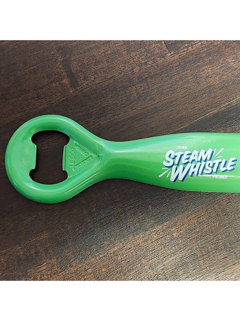 STEAM WHISTLE Metal Bottle Opener Green